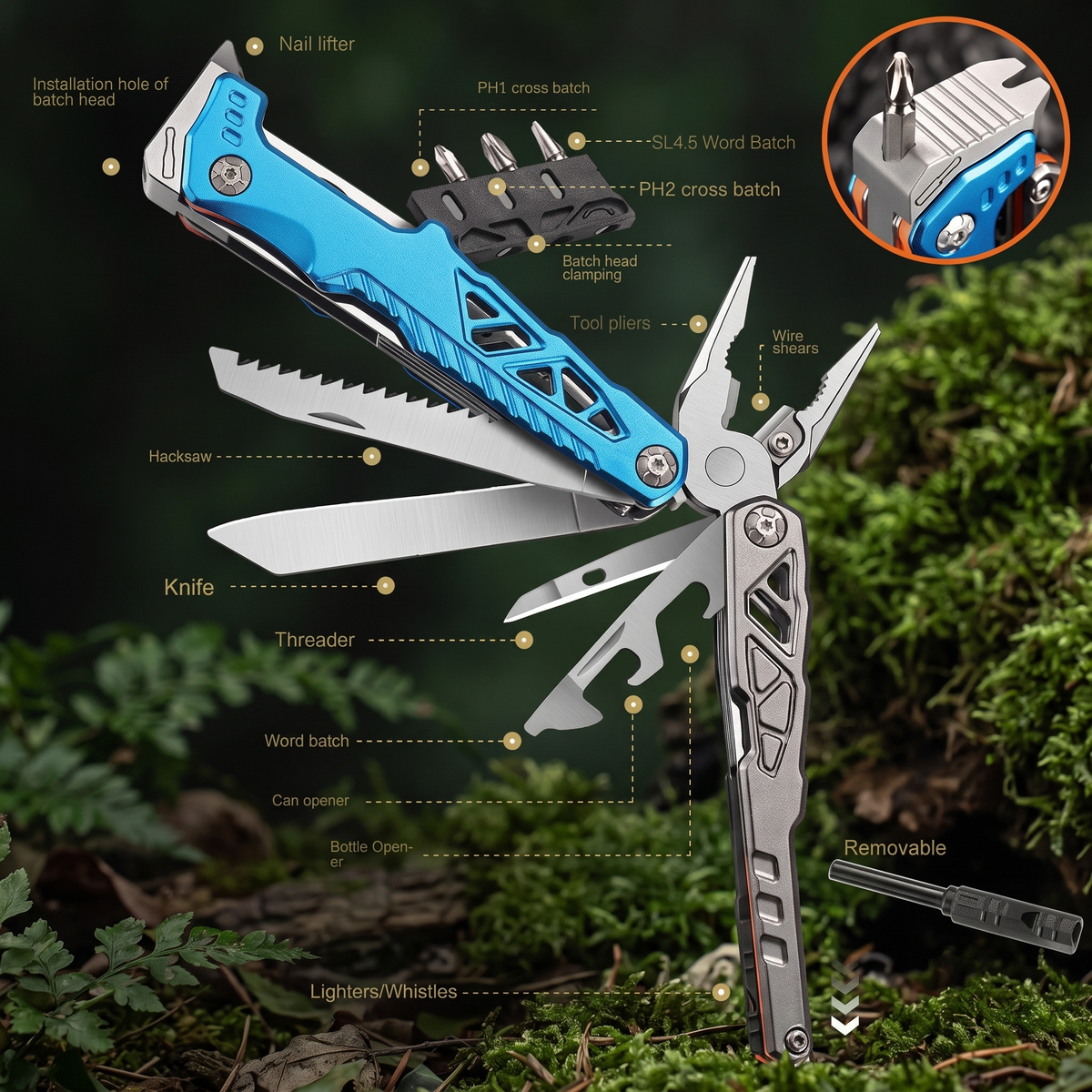 90Tools 17 In 1 Multifunctional Folding Pliers