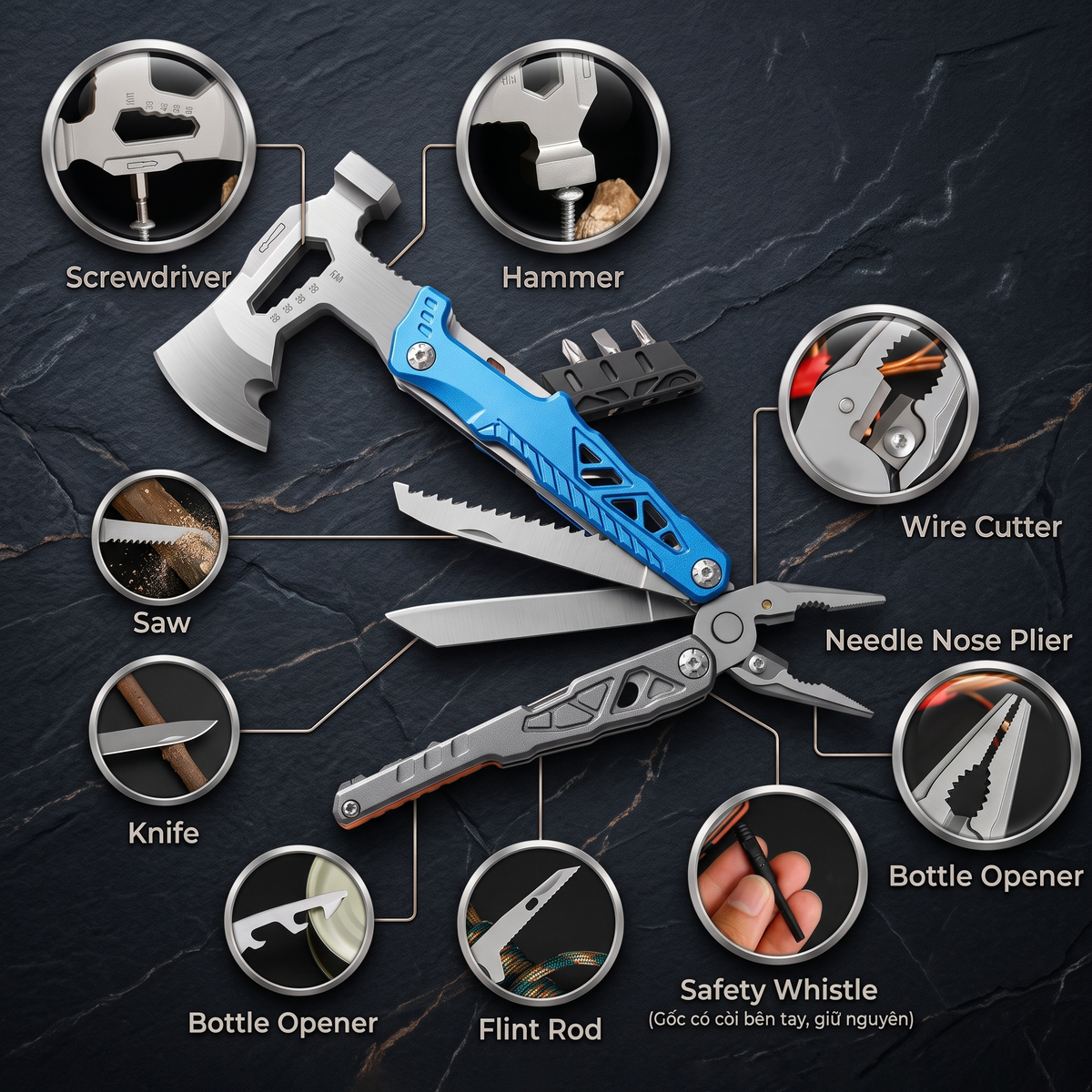 90Tools 17-in-1 Multifunctional Axe