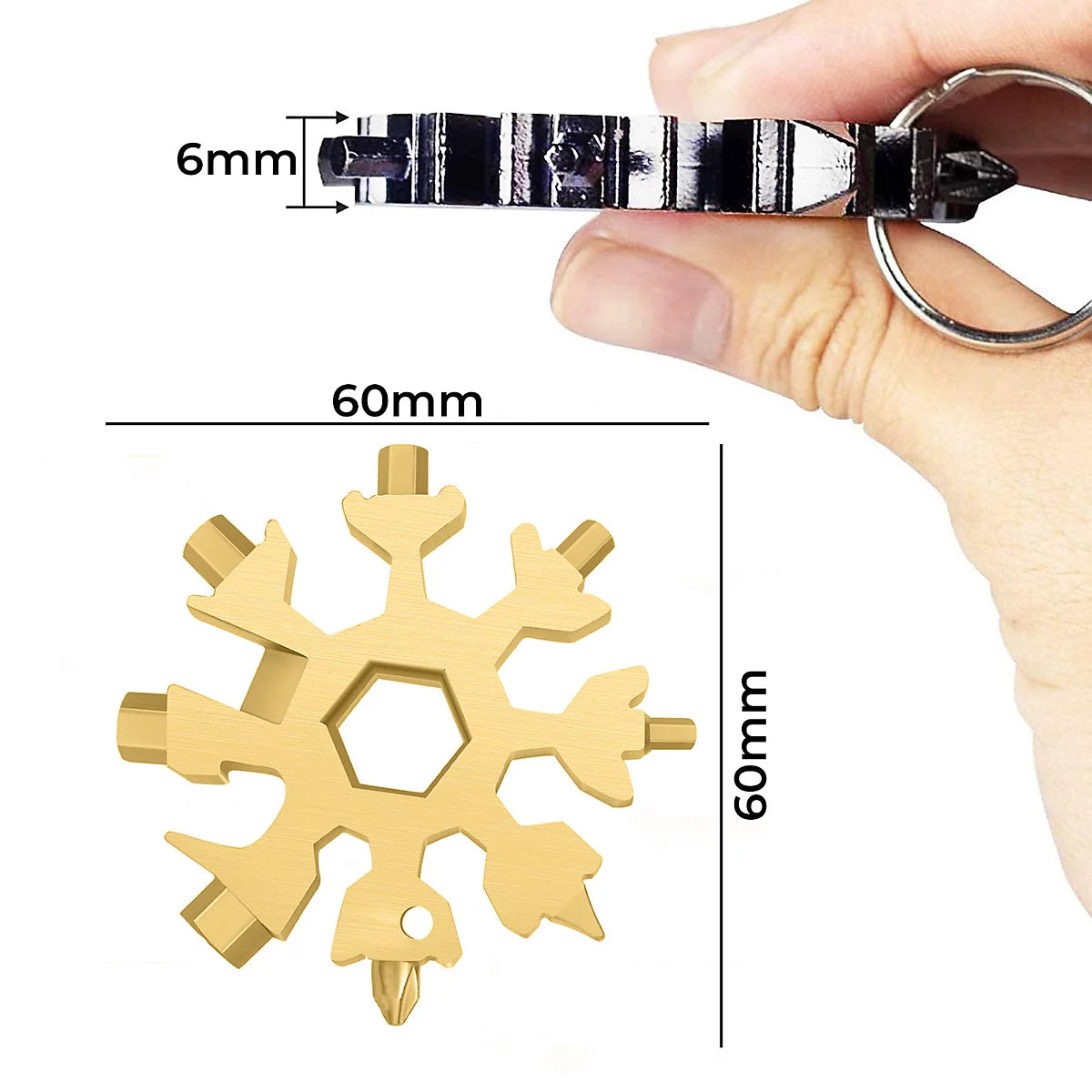 90Tools 18 in 1 Stainless Steel Snowflake Multi-Tool with Keychain