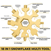 90Tools 18 in 1 Stainless Steel Snowflake Multi-Tool with Keychain